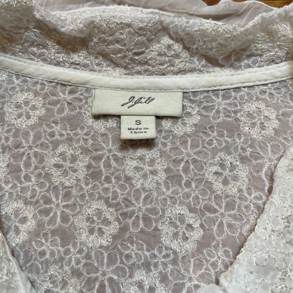 SHEER trend! J Jill Off-White Embroidered Blouse, Size S - Picture 10 of 12